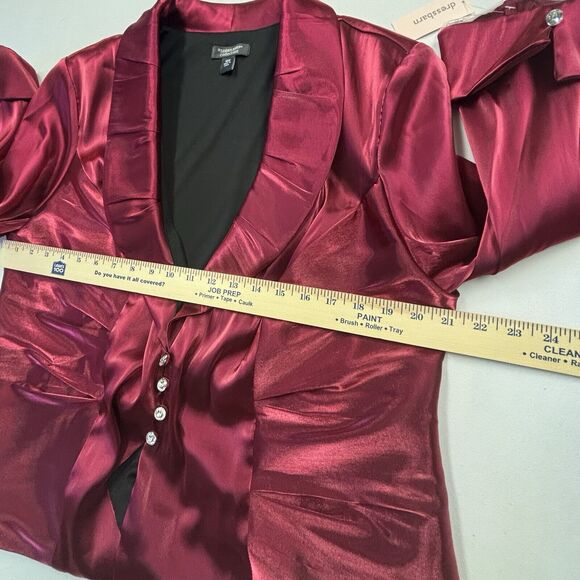 Dressbarn Collection Satin Top 2 Pc Ruby Red Jacket With Shell NEW - Picture 7 of 12